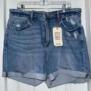ARULA Distressed Blue Jean Shorts